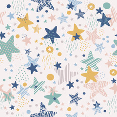 Seamless stars pattern color vector background