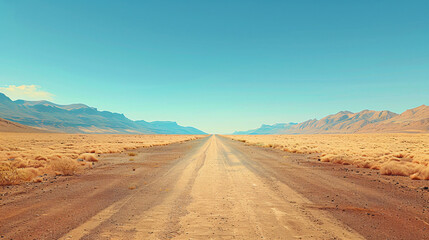 Naklejka premium Minimalist desert scene with a single road and a dramatic horizon