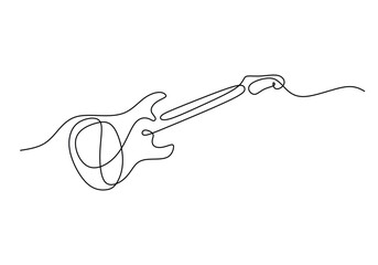 Guitar continuous line drawing. Music instrument concept. Vector illustration minimalist design.