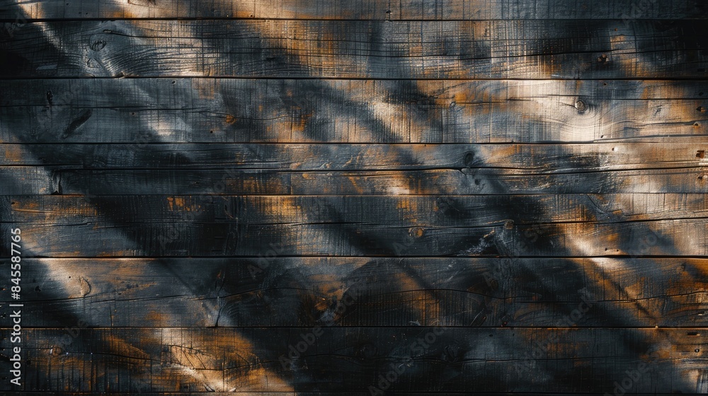 Wall mural grunge wood plank from above with shadows and lights blank space for your creations theme of relaxat - Wall murals