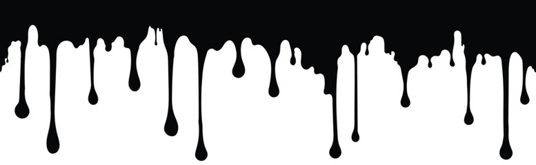 Black dripping oil stain, melt drips , liquid, ink silhouettes isolated vector illustration.