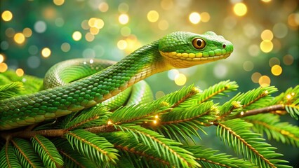 Fototapeta premium A New Year's card, a banner, a snake - the symbol of 2025. Chinese calendar. New Year's background.