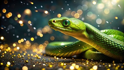 Fototapeta premium A New Year's card, a banner, a snake - the symbol of 2025. Chinese calendar. New Year's background.