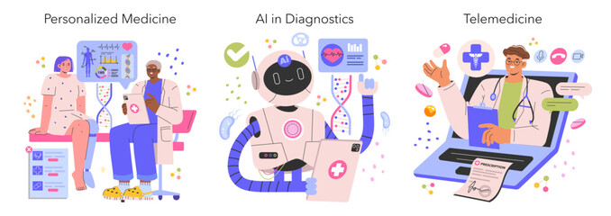 Future Medicine. Flat Vector Illustration