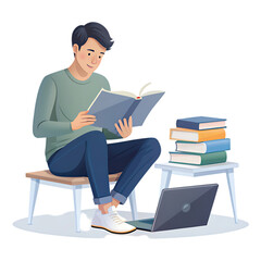 Young businessman working with computer remotely