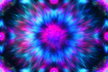 Abstract defocused blue pink red ultraviolet radiance soft texture on dark black abstract empty space background. Neon blur glow. Color light overlay. Copy space.