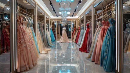 Elegant Long Formal Dresses in Luxury Modern Boutique: Timeless Fashion Masterpieces