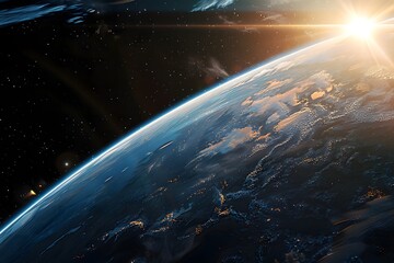 Celestial Brilliance: Earth's Glowing Majesty. earth from space with shining background