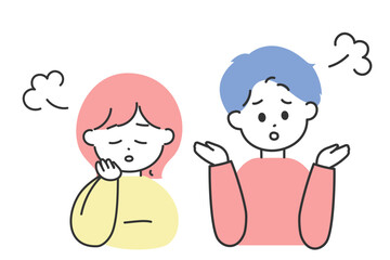 ため息をついている男女のイラスト