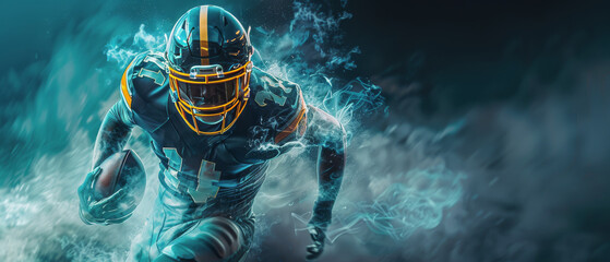 American Football Player Running With Smoke Effect