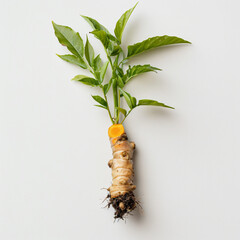 studio shot of turmeric plant
