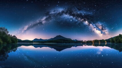 Starry Night Reflection: Milky Way Over Serene Lake