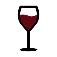 
Illustration showing a black icon of a glass of wine on a white background