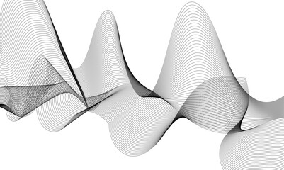 Wavy digital futuristic technology curve ocean lines on transparent background. Vector illustration.