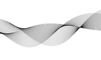 Vector wavy grey lines flowing smooth digital futuristic technology curve ocean black gradient color on transparent background. Design for technology, science, music, sound, banner, poster, modern.