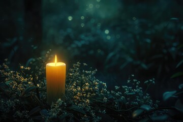 Fototapeta premium Shrouded in Mystery: Candle's Flickering Dance