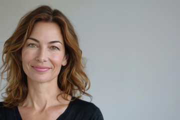 Obraz premium A close up portrait of a woman with a subtle smile