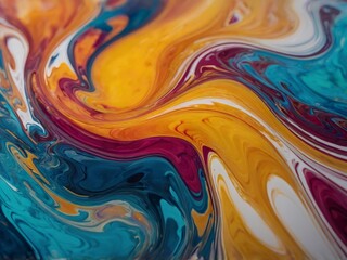 A colorful pattern of purple and yellow colors is shown. A colorful image with multi-colored liquid is shown. AI generated