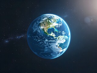 Celestial Panorama: Sunrise Over Earth and the Cosmos.. Panoramic view of the Earth, sun, star and galaxy. Sunrise over planet Earth, view from space