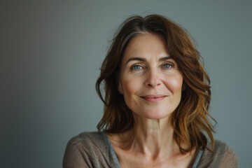 Obraz premium A close up portrait of a woman with a subtle smile