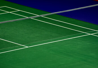 Fototapeta premium The scene of badminton court. Indoor badminton court. Sport or recreation concept.
