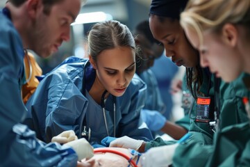 Emergency Response Team Conducting Critical Care Simulation Drill for Enhanced Preparedness