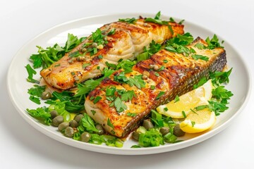 Luscious Caesar-Roasted Fish with Fresh Parsley and Scallion Garnish