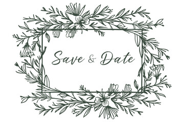 Hand-drawn floral decorative elements