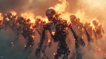 Machine Overload: Robots Running Wild in Flames