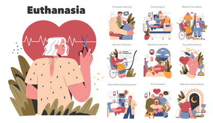 Fototapeta premium Euthanasia. Flat Vector Illustration