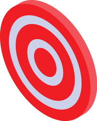 Red target for shooting with a bow and arrow is shown in an isometric view