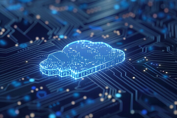 Glowing Cloud Symbol on Circuit Board

Description:
A luminous cloud icon embedded on a dark circuit board, representing the integration of cloud computing technology and digital infrastructure