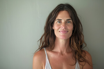 Fototapeta premium A close up portrait of a woman with a subtle smile