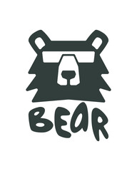 Bear logo swag with glasses silhouette clip art vector hipster retro monochrome t shirt design sticker tattoo editable
