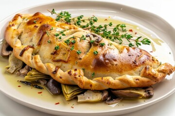 Exquisite Calzone with Italian Cheeses and Porcini Mushrooms