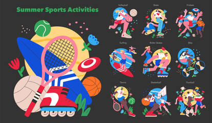 Summer Sports Activities. Flat Vector Illustration © inspiring.team