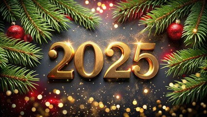 Happy New Year 2025 background, blank canvas for festive inscriptions and designs,New Year's card, screensaver, banner