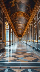 Obraz premium Exploring the Opulent Halls of a Prestigious Parisian Art Gallery a Journey Through Art History and Culture