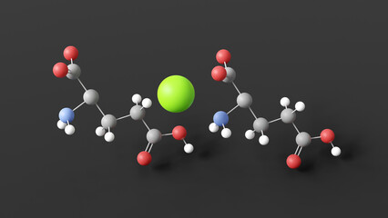 calcium diglutamate molecule 3d, molecular structure, ball and stick model, structural chemical formula e623