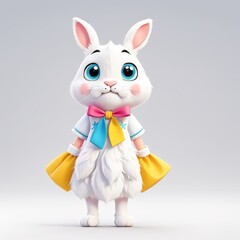 a cartoon rabbit with a bow on its neck and a bow on the front
