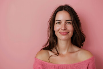 Fototapeta premium A close up portrait of a woman with a subtle smile