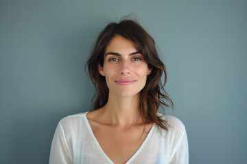 A close up portrait of a woman with a subtle smile