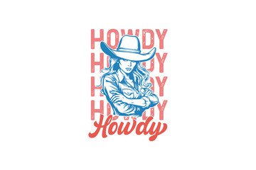 Howdy Vintage Western Cowgirl T shirt design