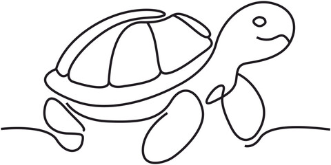 Naklejka premium turtle with one thick line