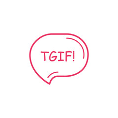 pink thin line tgif logo like speech bubble. linear flat style trend modern logotype graphic design isolated on white background. concept of break away on spree