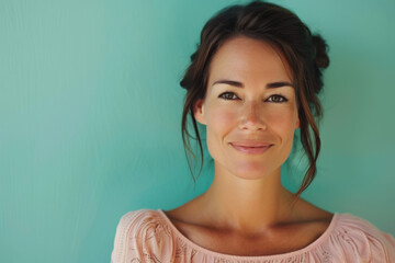 Fototapeta premium A close up portrait of a woman with a subtle smile