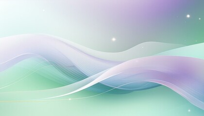 Fototapeta premium Abstract geometric background with flowing lines and waves. Modern pastel green and purple shiny wavy lines background