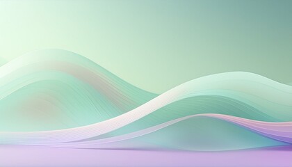 Obraz premium Abstract geometric background with flowing lines and waves. Modern pastel green and purple shiny wavy lines background