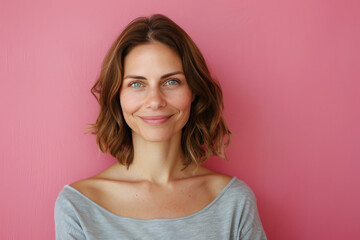 Fototapeta premium A close up portrait of a woman with a subtle smile