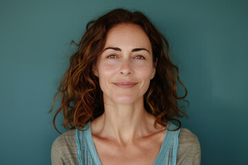 Fototapeta premium A close up portrait of a woman with a subtle smile